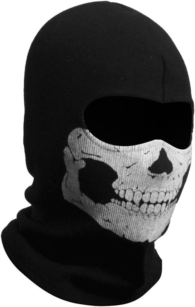 Nuoxinus Black Balaclava Ghosts Skull Full Face Mask for One Size,