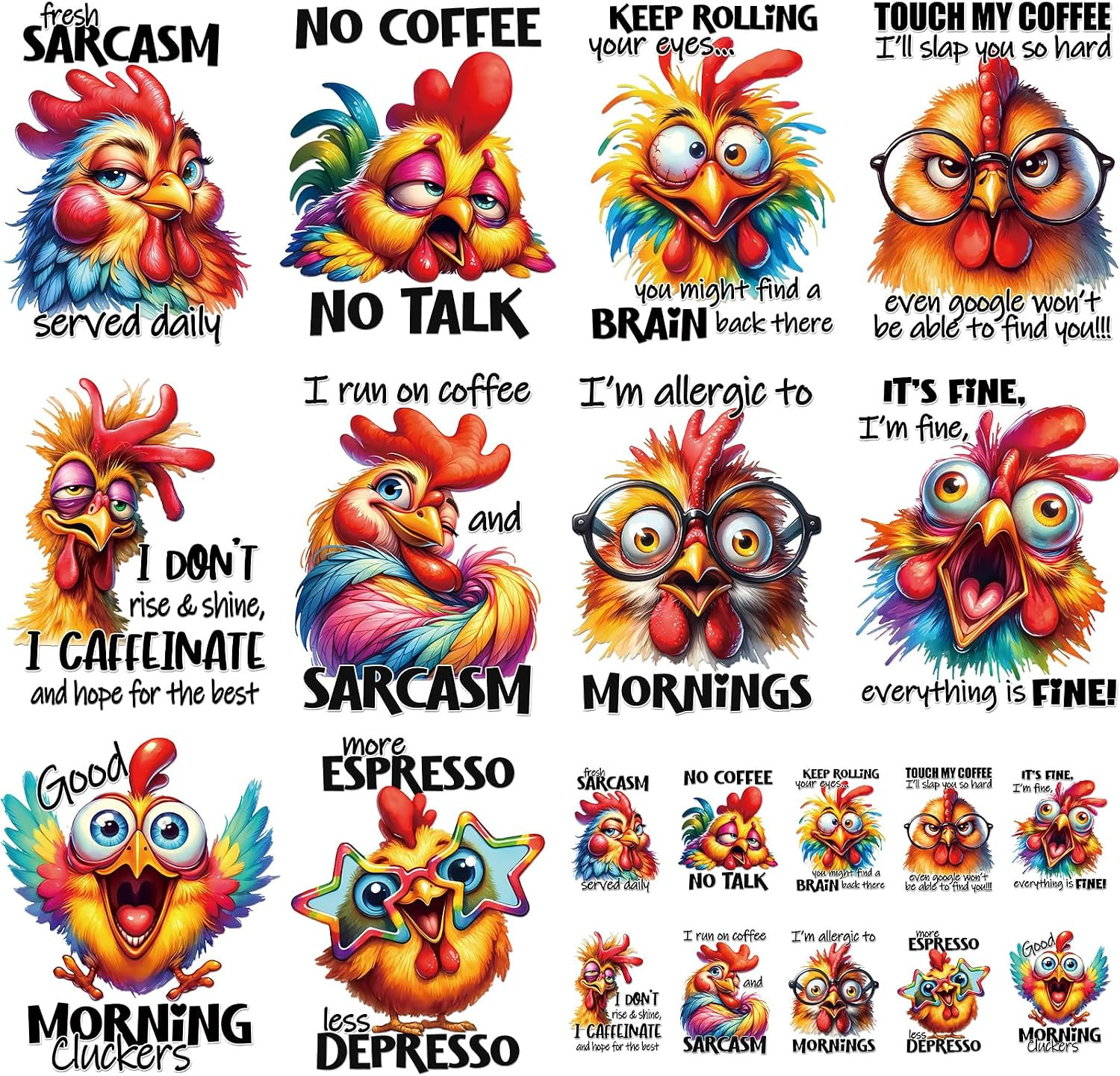 Sarcasm Iron on Transfers - 20 Sheets Sarcastic Rooster Ready Sarcasm Iron on Transfers - 20 Sheets Sarcastic Rooster Ready