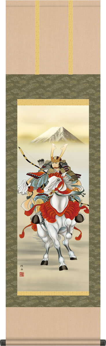 Kakejiku Hanging Scroll Hakuba Musha Samurai by Nagae Keishu New from Japan