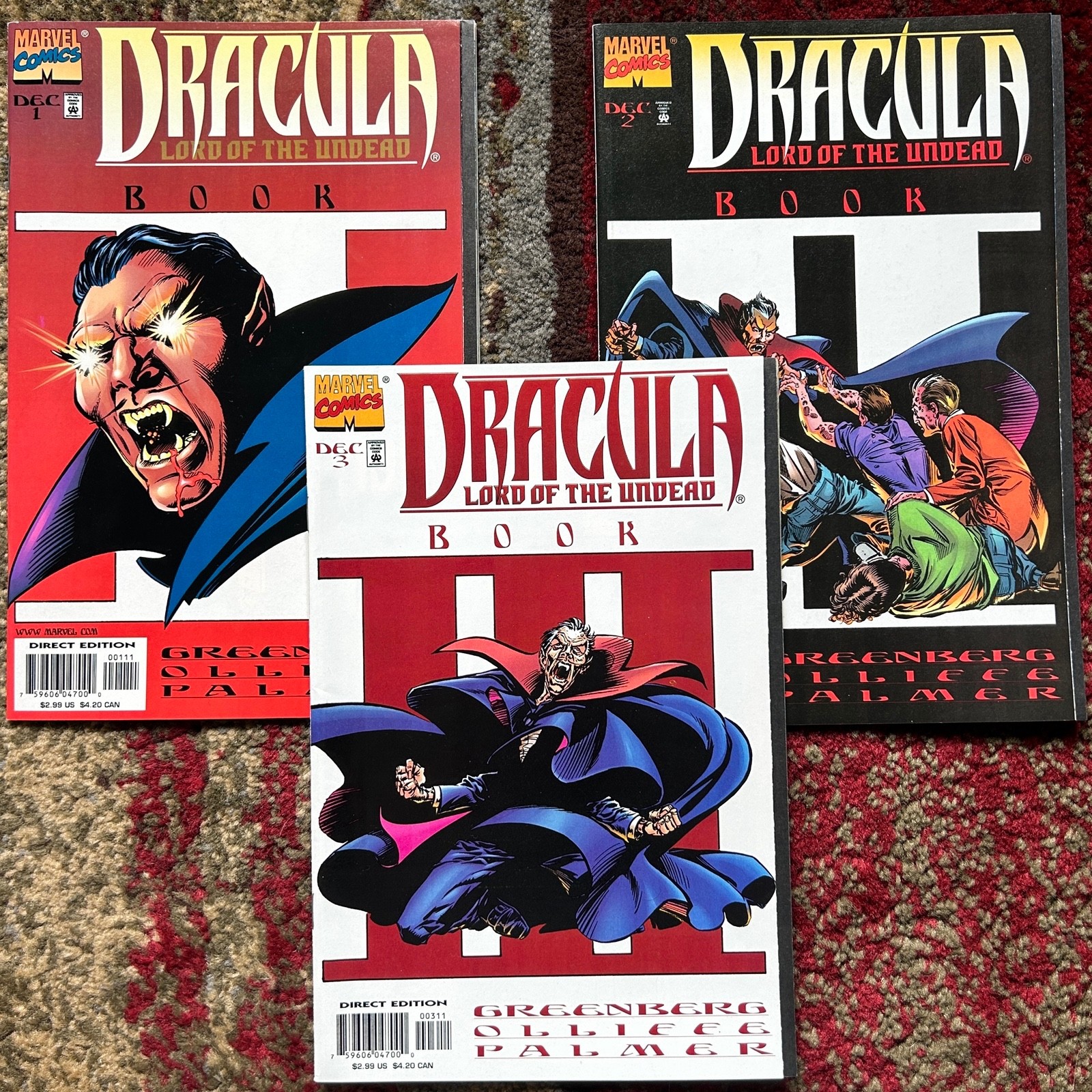 all 3 Dracula Lord of the Undead Pat Olliffe Complete Series 1998 Marvel Comics