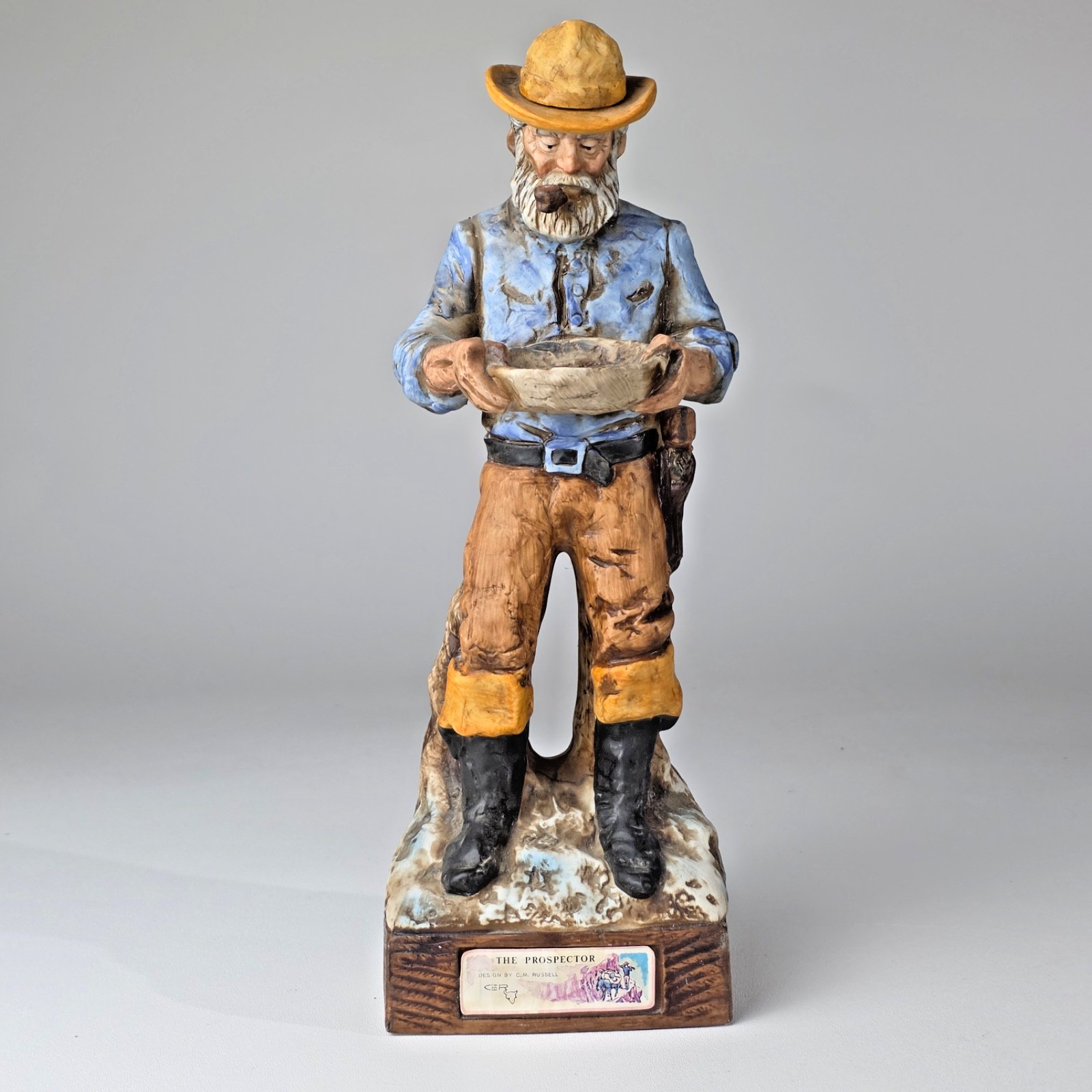 Vtg  C.M. Russell The Prospector Ceramic Figural Whiskey Decanter Western EMPTY