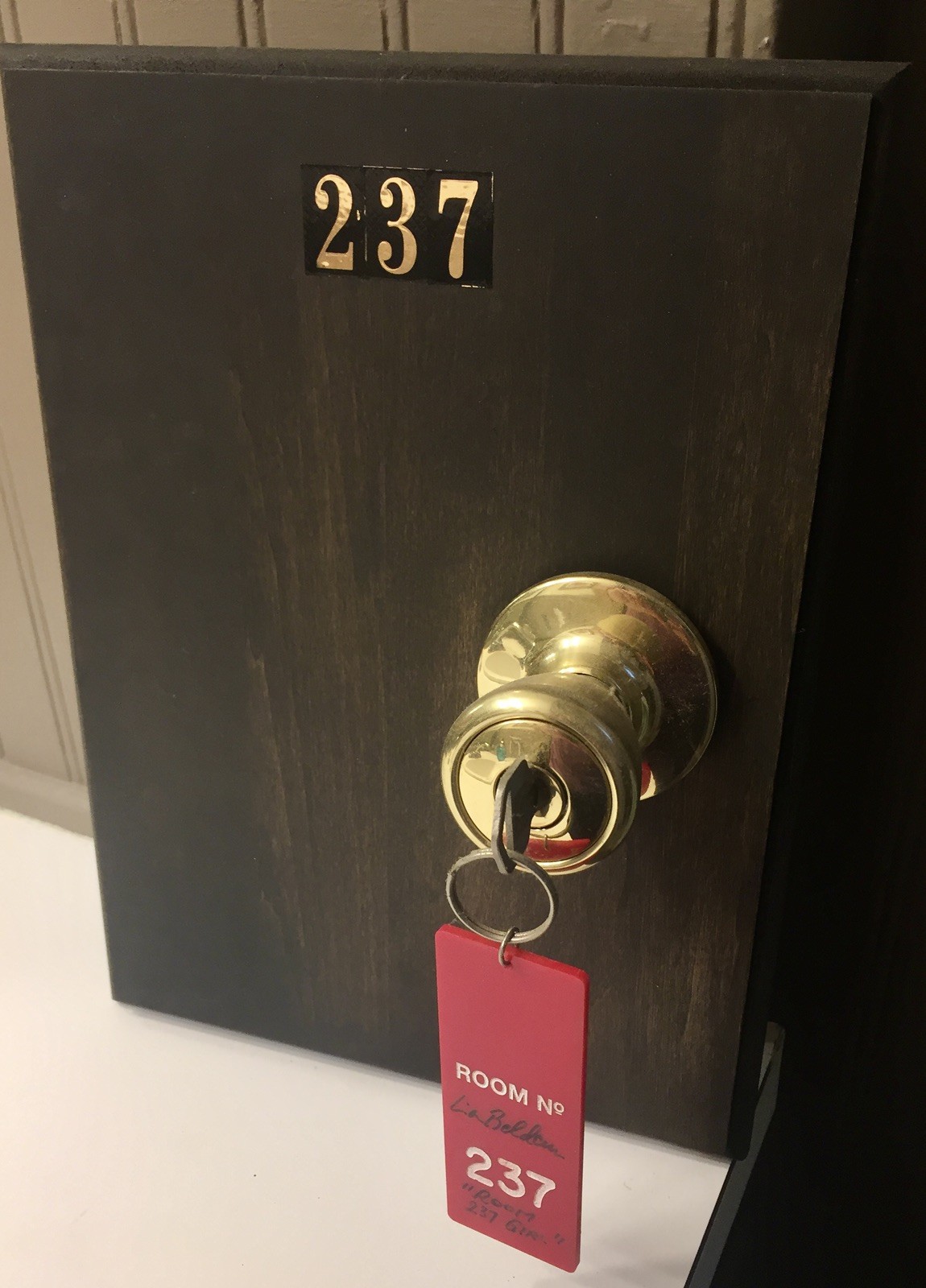 THE SHINING COA AUTOGRAPHED Room 237 Key Plaque LIA BELDAM Overlook Hotel 