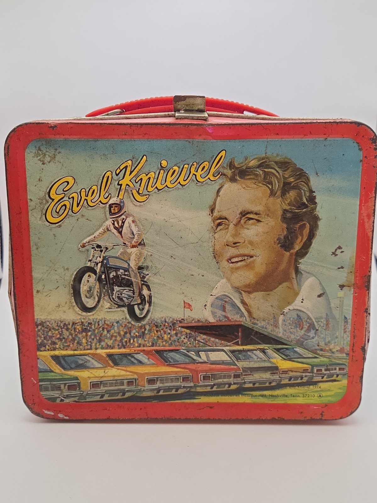 Vintage 1974 Aladdin Evel Knievel Lunchbox-No Thermos Vintage 1974 Aladdin Evel Knievel Lunchbox-No Thermos