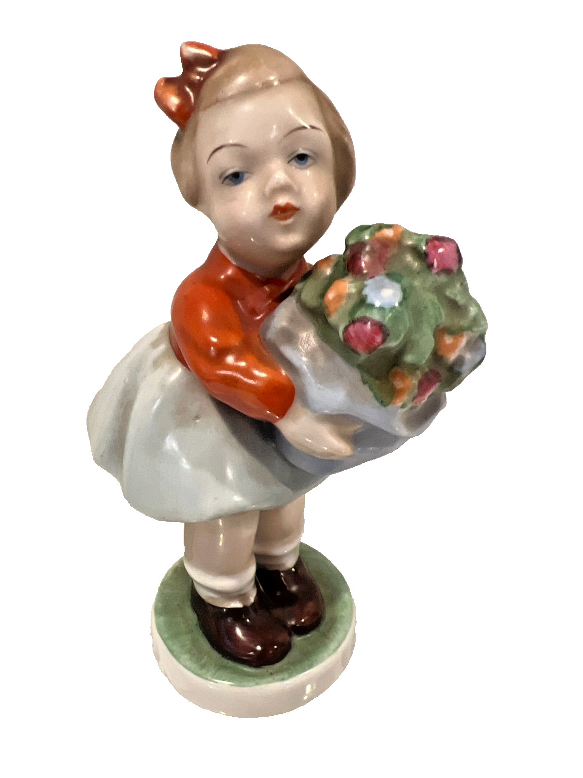 Vintage Gerold Porzellan Bavaria Girl Flowers German Porcelain Figurine