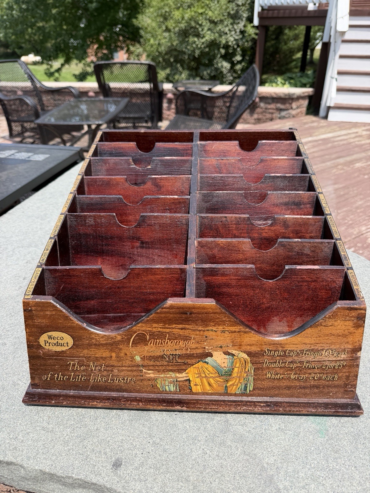 Antique 1920s ADVERTISING GAINSBOROUGH Genuine HAIR NET Countertop Wood Display