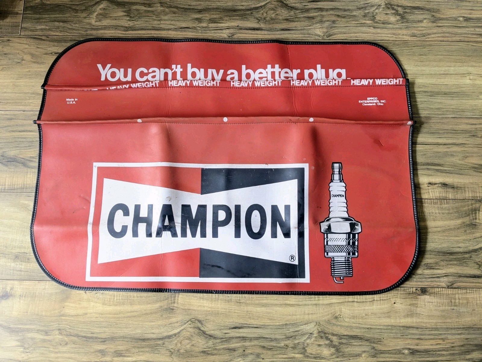 CHAMPION spark plugs car fender cover, Protector, vintage, USA Hot Rod Auto Shop