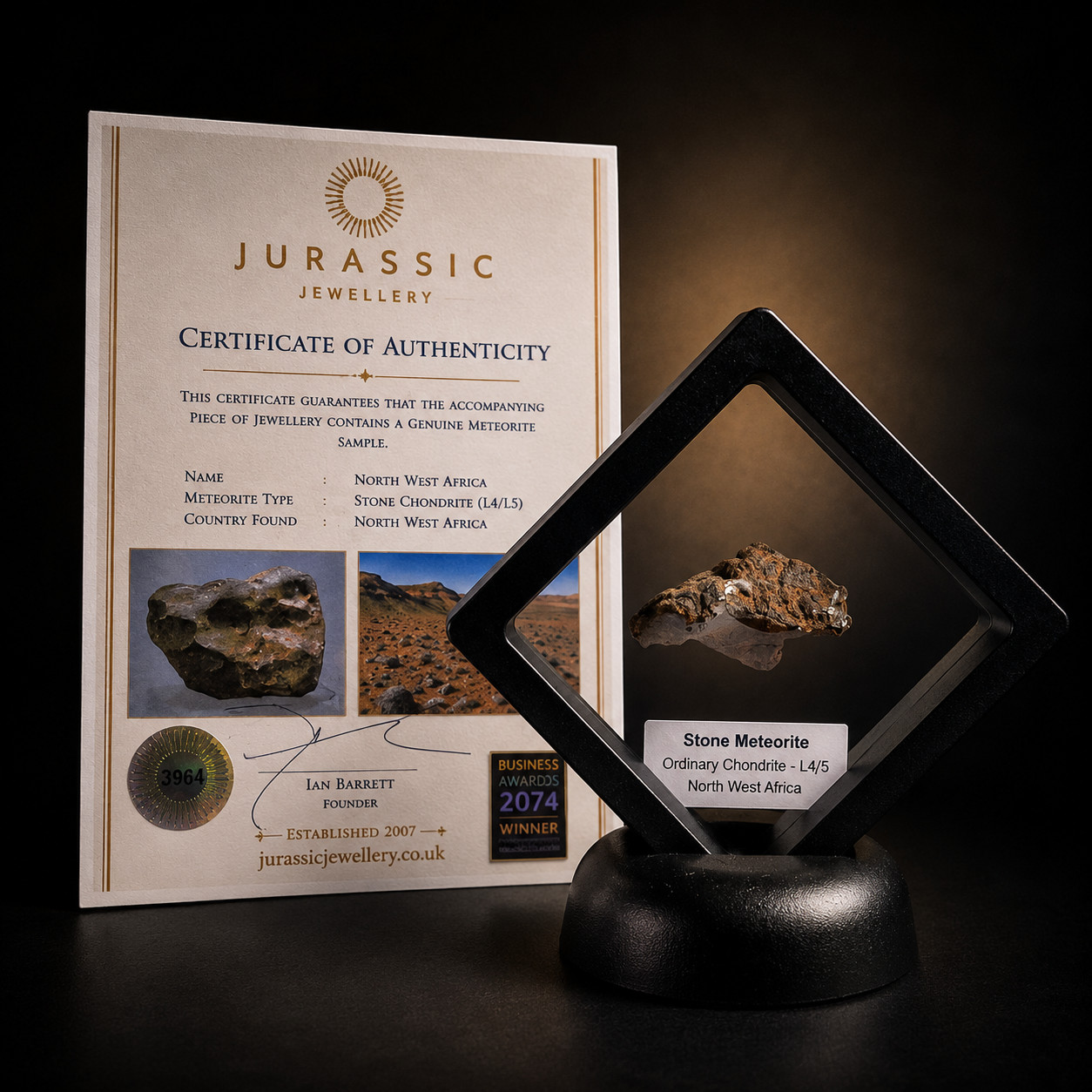 Genuine Stone Chondrite Meteorite – North West Africa – Deluxe Collectors Set
