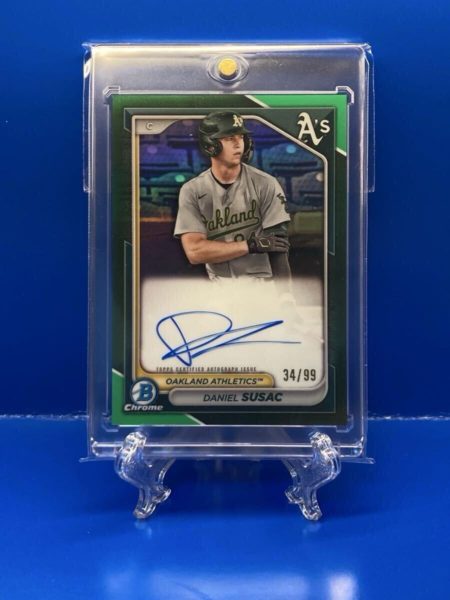2024 Bowman Chrome Daniel Susac (ATH) Green Refractor Parallel Autograph /99 Ser