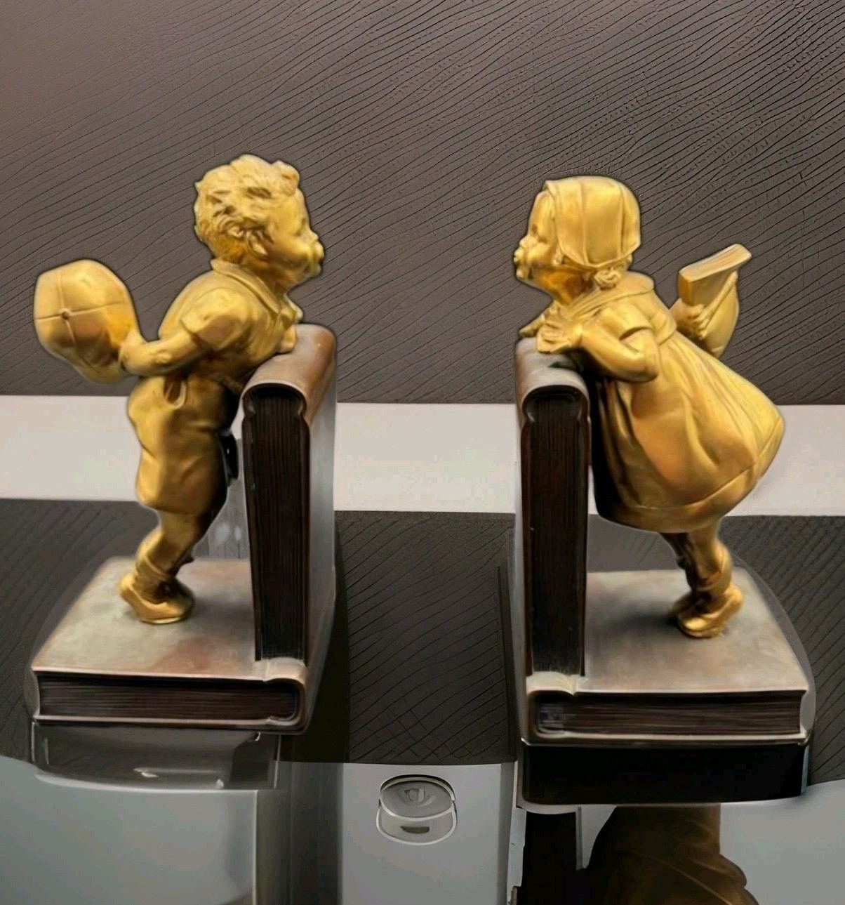 Jennings Brothers Art Deco Bronze Bookend Innocence 1920s EXCELLENT Antique 