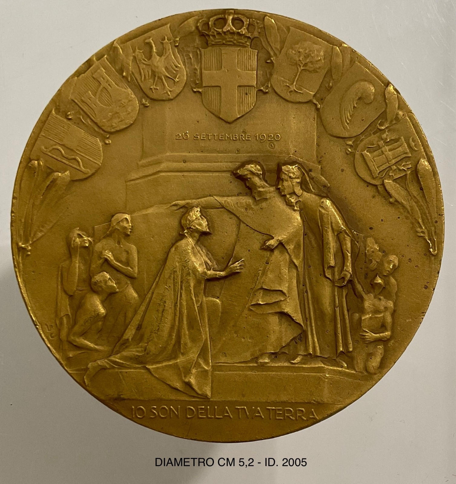 TRENT ANNEXATION TO ITALY OF TRENTINO 09.1920 MEDAL DANTE AND VIRGIL