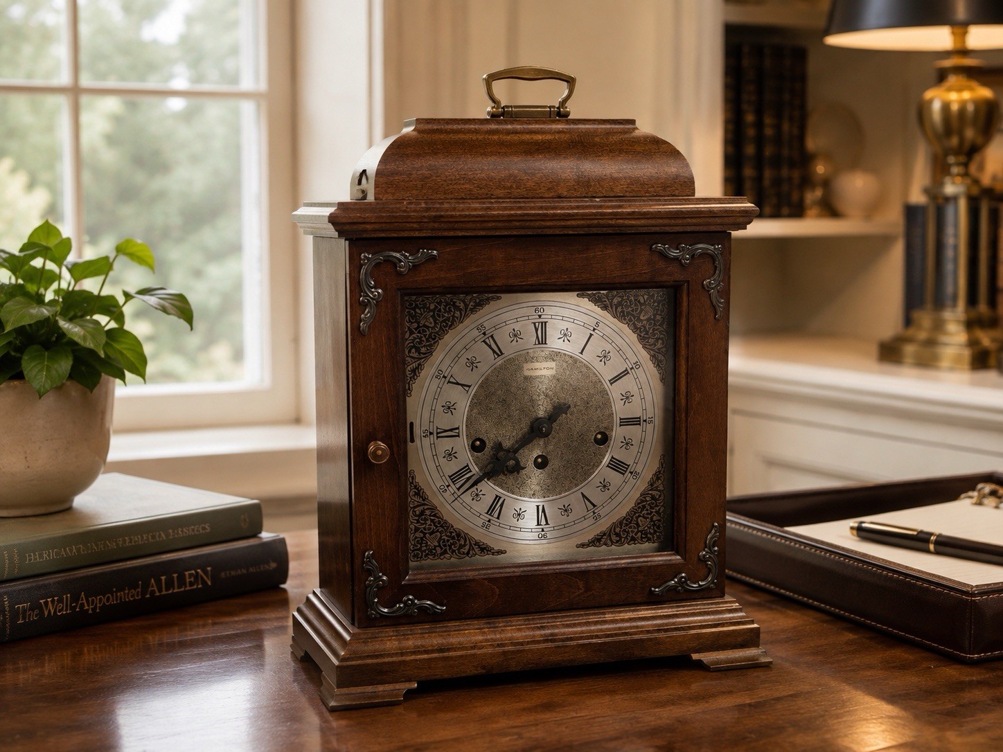 💙Vintage Hamilton Mantle Clock -Wheatland -Movement w/Westminster Chime + Key