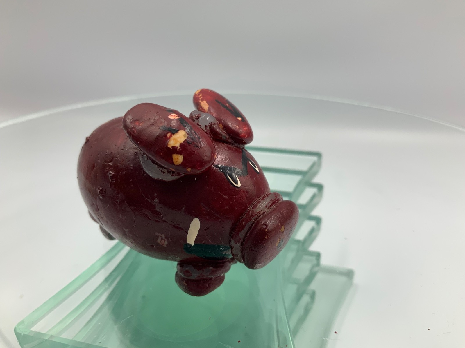 VTG ARKADELPHIA  Red Ceramic Piggy TINY Arkansas Razorback made by Glen Owens