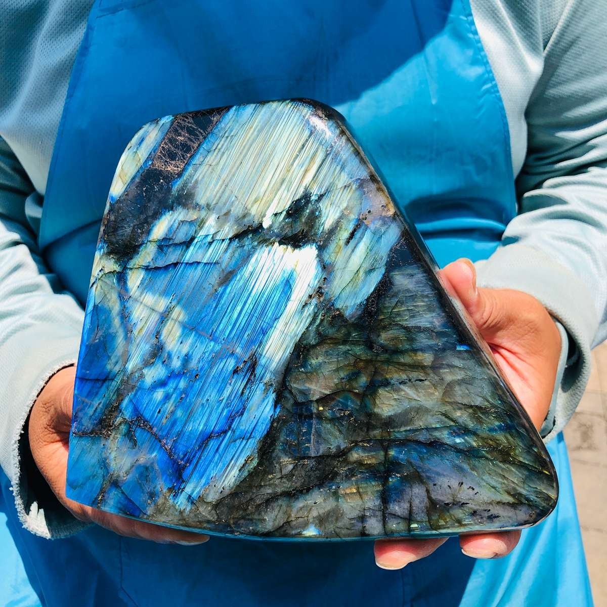 5.3LB  Natural labradorite quartz crystal Mineral specimen energy Reiki healing