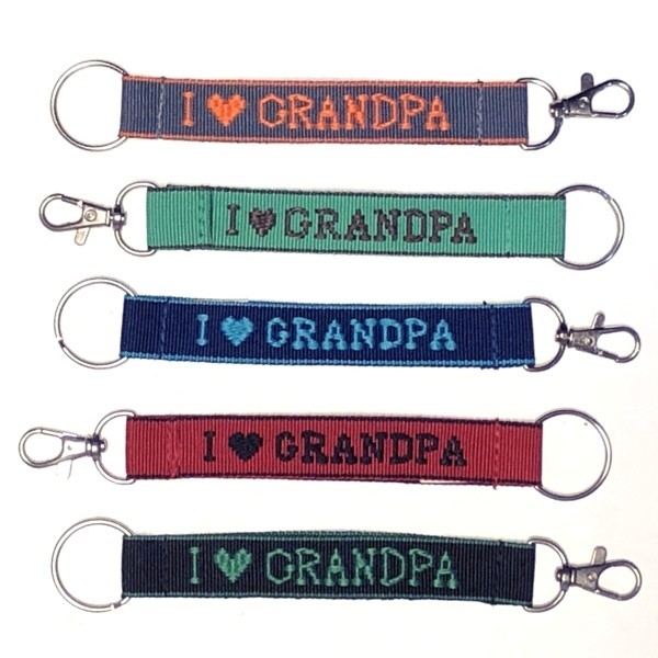 Lot of 5 - I Love Grandpa Embroidered Appreciation Keychain Strap/Clip (7.75\