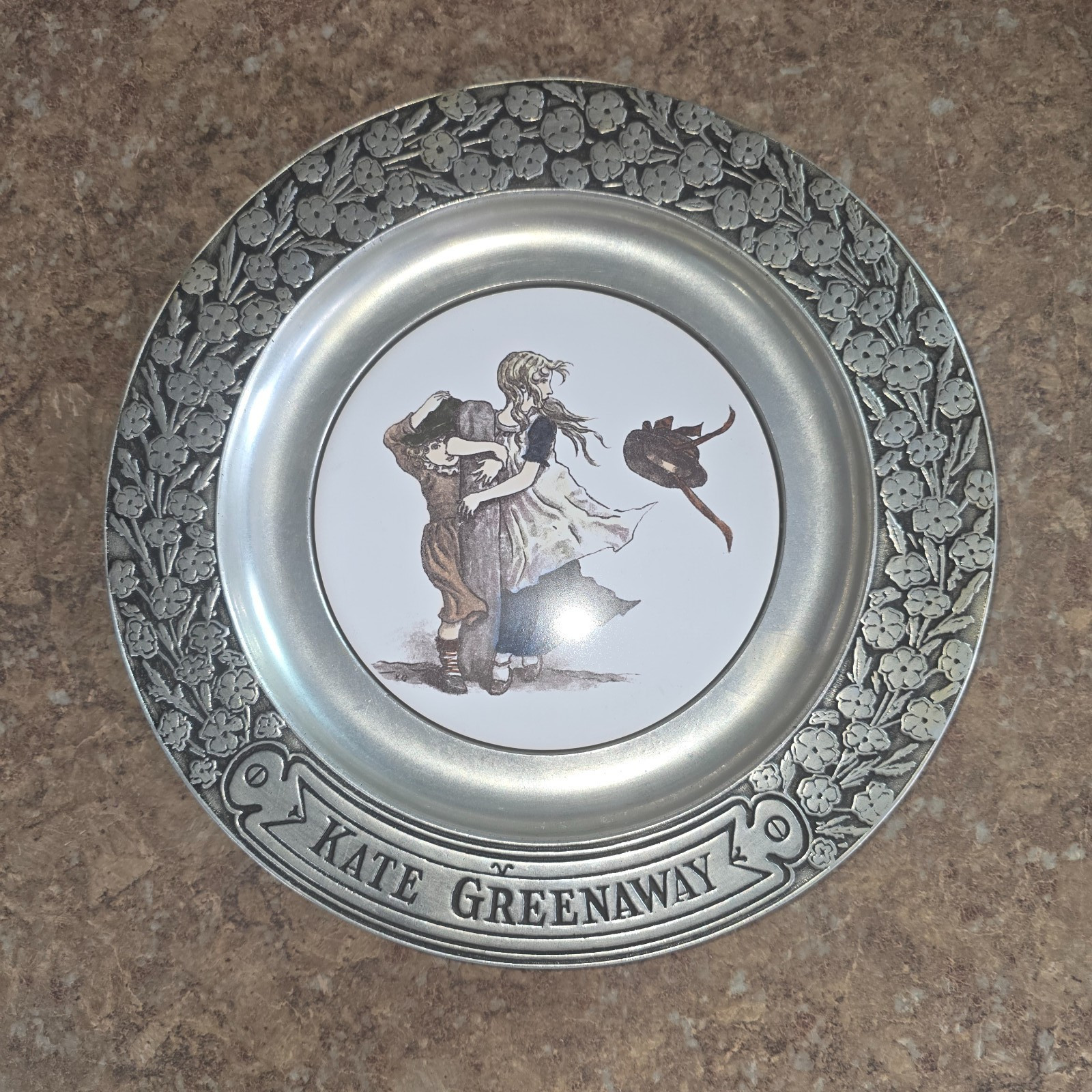 Vintage Wilton Pewter W Porcelain Insert - KATE GREENAWAY - 11\