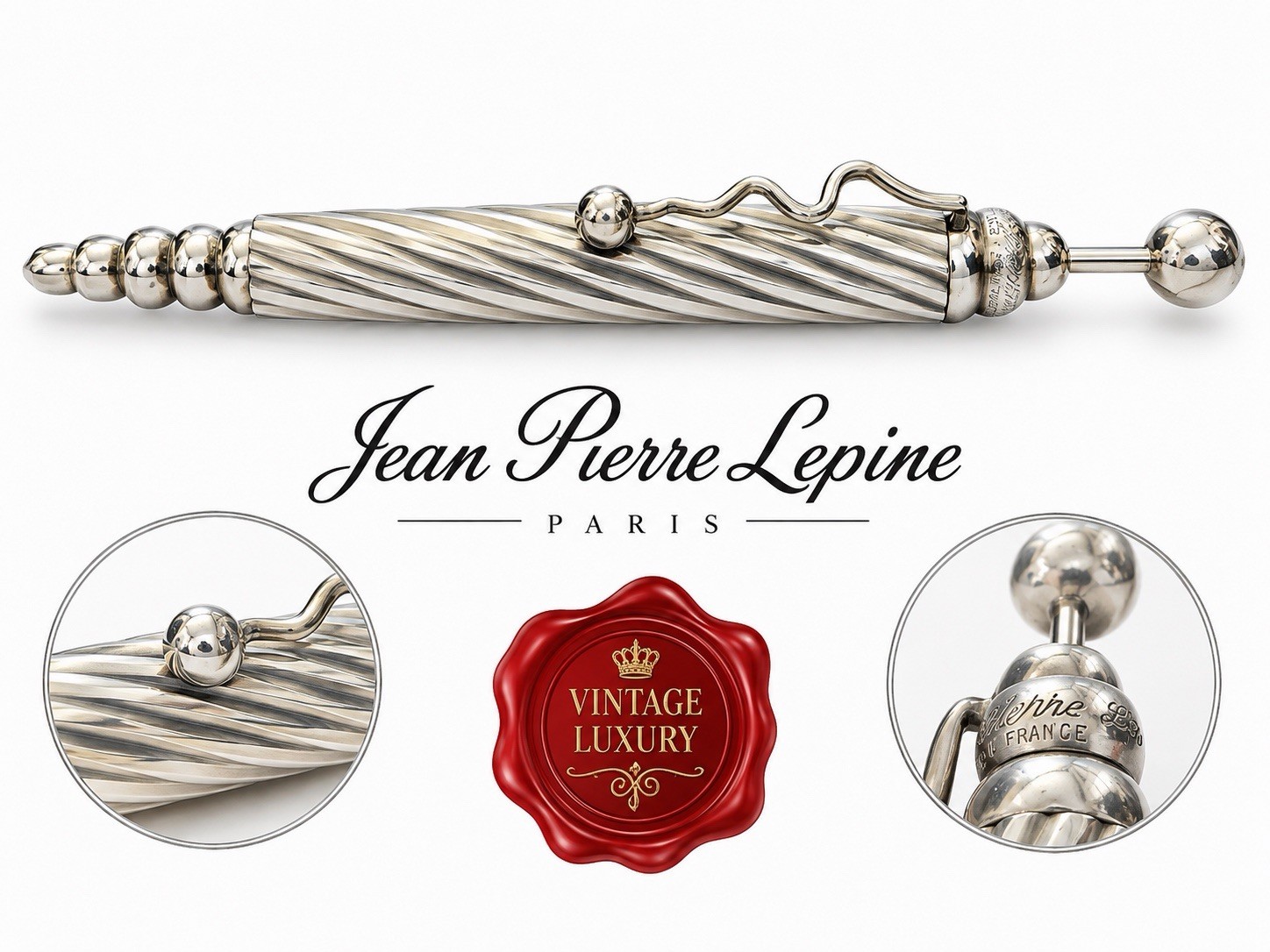 JEAN PIERRE LEPINE Sfera Pen Zig Zag Engraved Metal Vintage 90s