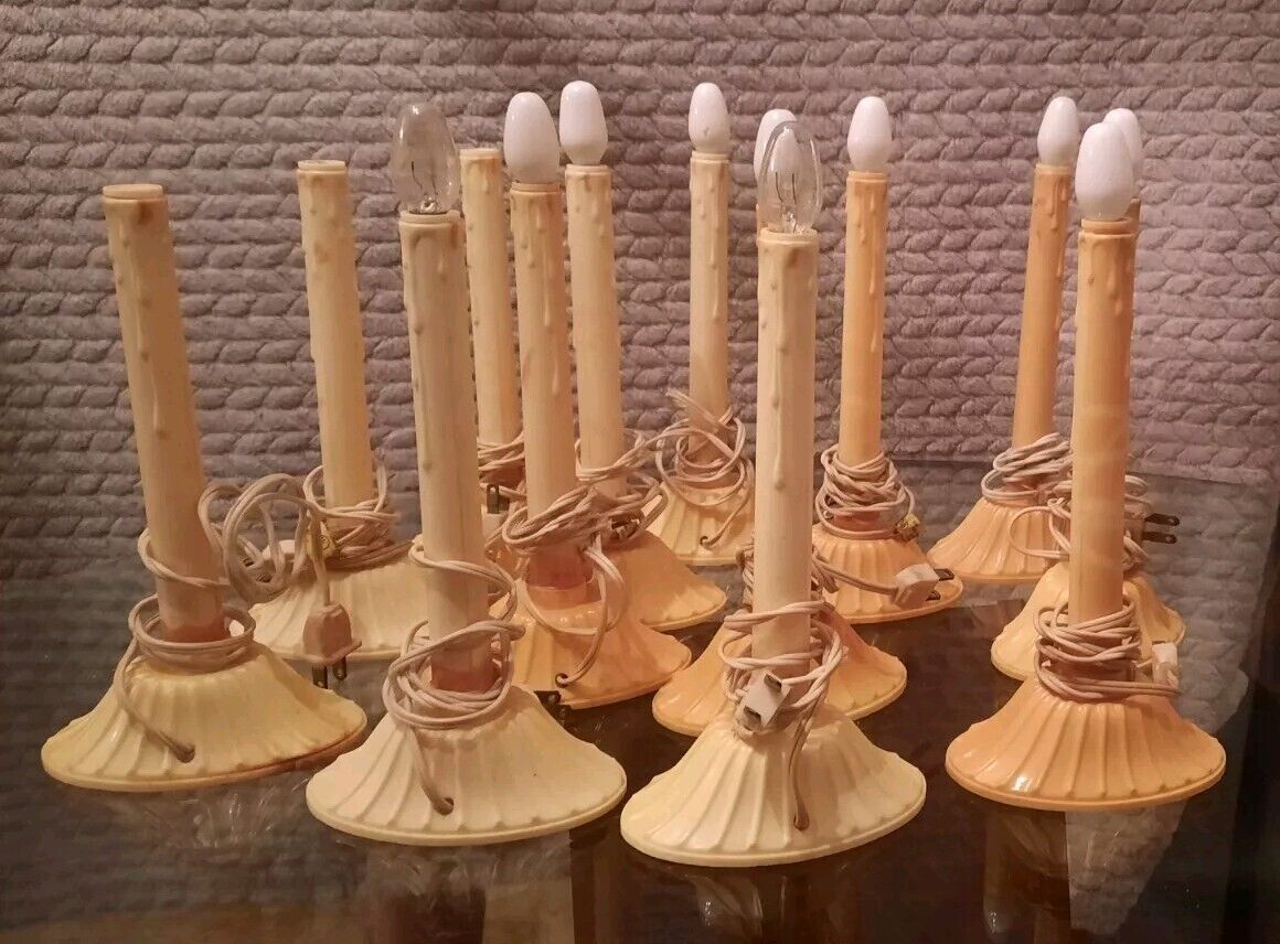 Lot of 13 Vintage Plastic Christmas Electric Window Candles Dripping Wax