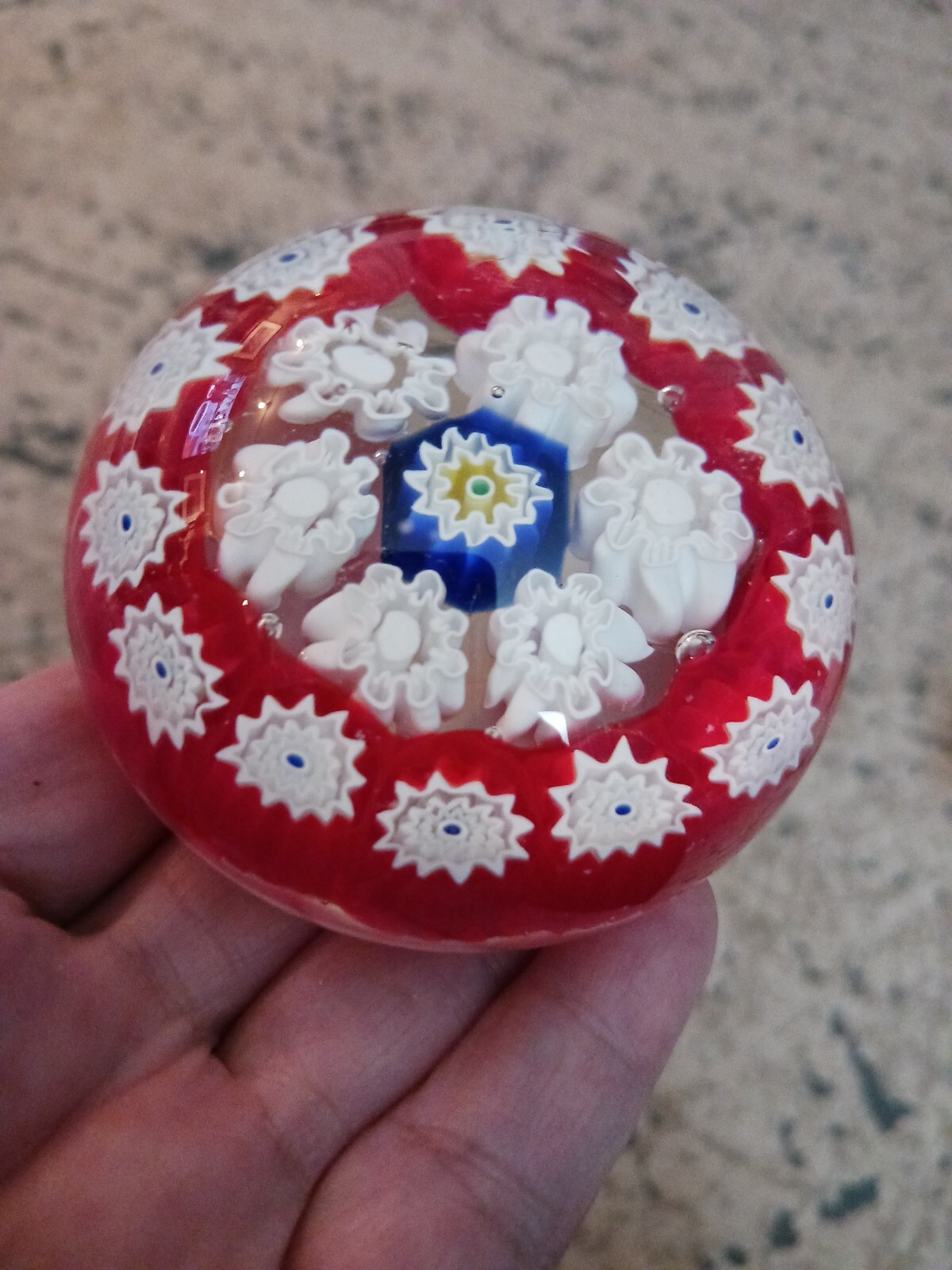 Murano MILLEFIORI Art Glass Paperweight floral Size 3\