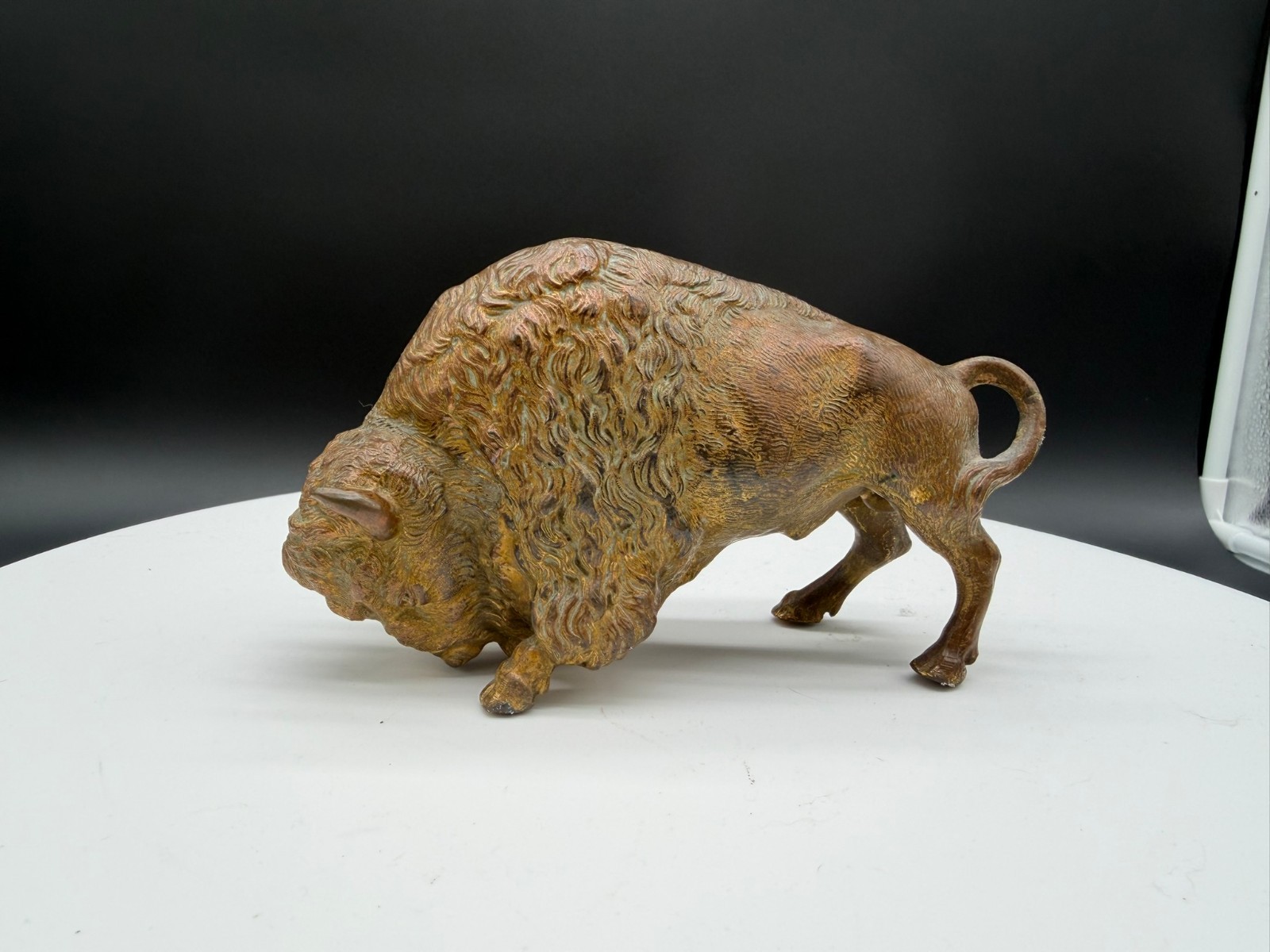 Vintage Mid-Century Cast Metal Charging Bison Buffalo Figurine Sculpture – 6