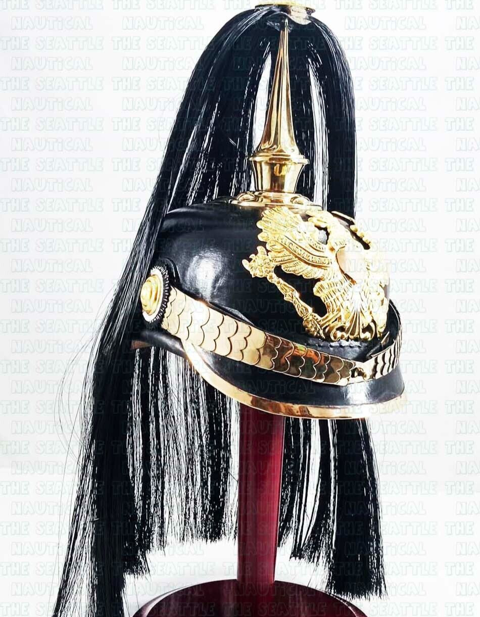 Vintage Imperial Prussian Militaria Officer German Leather Pickelhaube Helmet