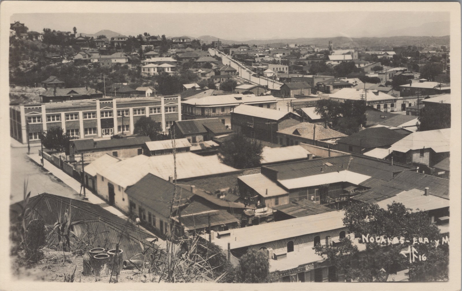 Nogales RPPC Real Photo Postcard Border Town View Arizona Sonora Mexico Club Son