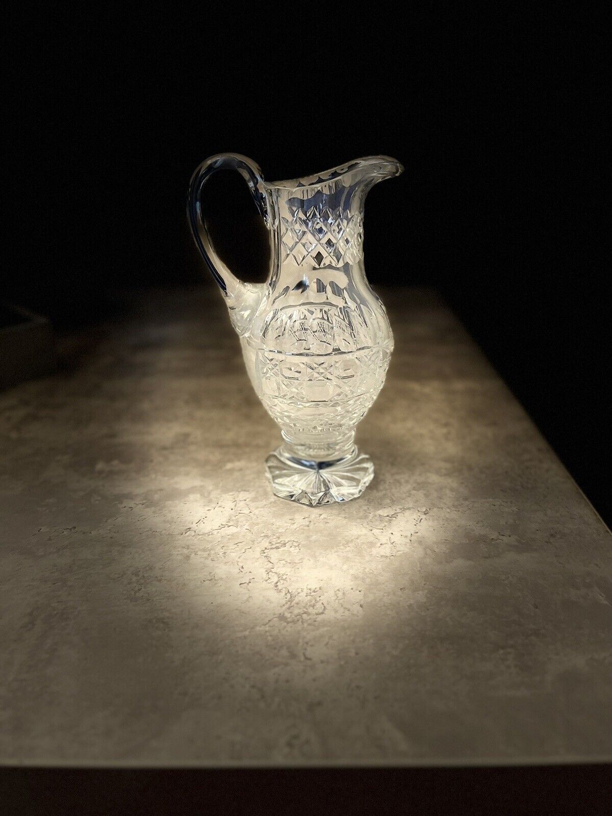 Gorgeous Waterford Vintage Cut Glass Pedestal Pitcher 10”