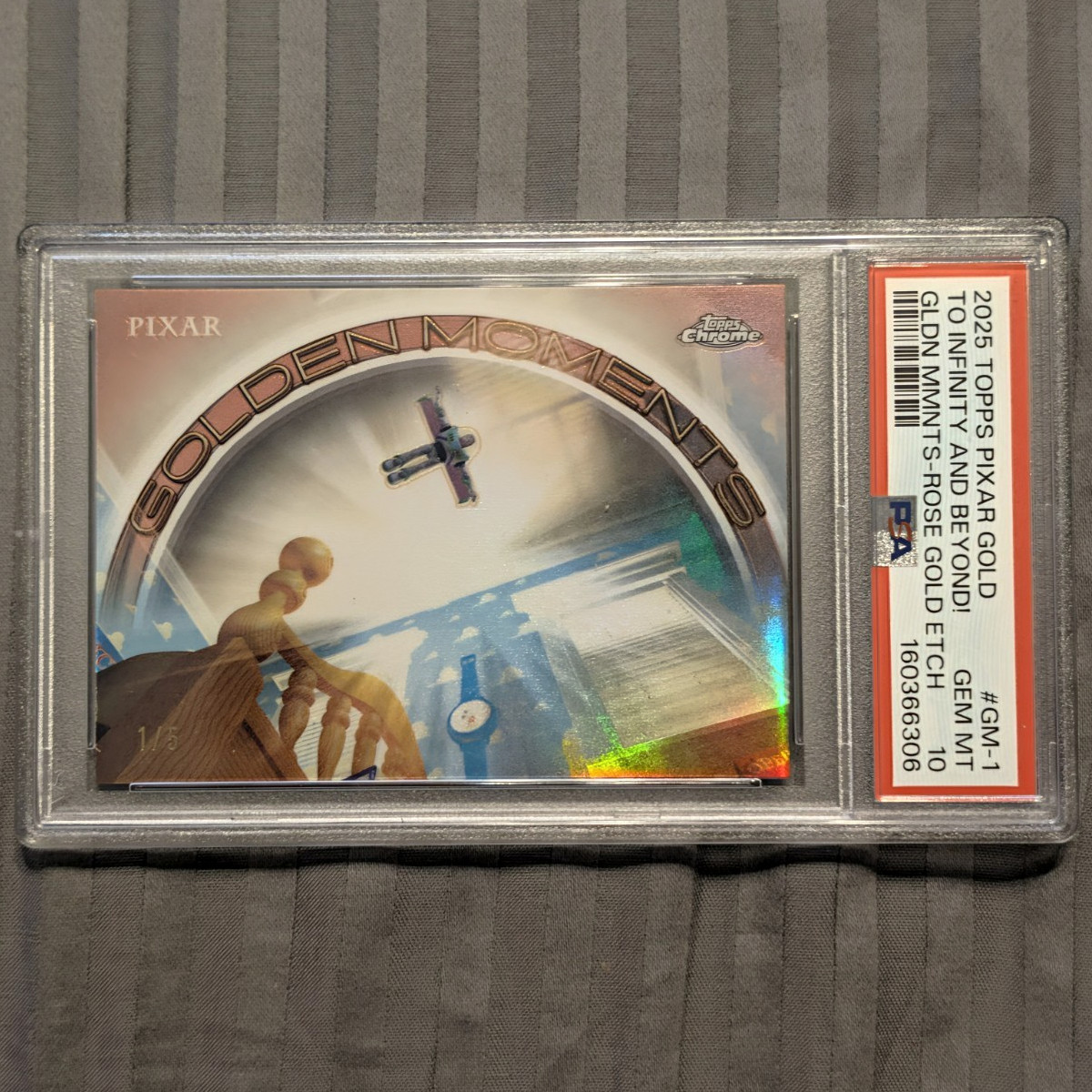 Topps 2025 Pixar Gold Golden Moments GM-1 To Infinity and Beyond /5 PSA 10