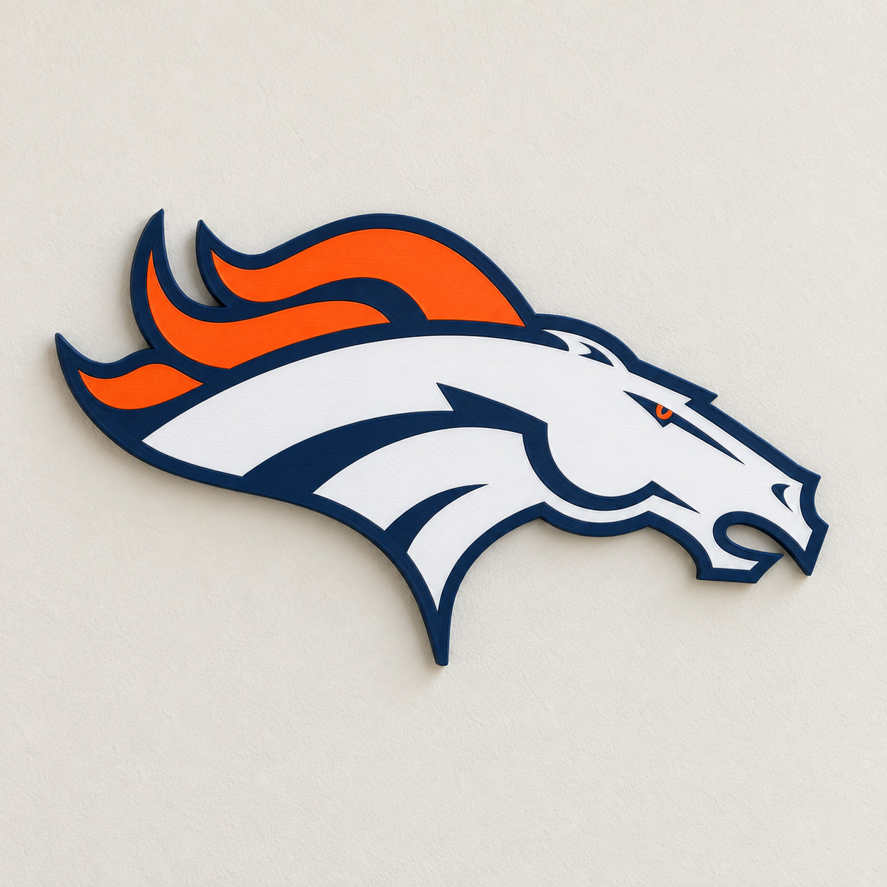 Denver Broncos 3D Printed Logo Wall Art 9.45in Orange Navy White PLA Sign