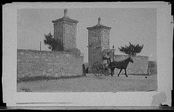 St Augustine Florida 1880s City Gates Wagon Horseman Detroit Publishing