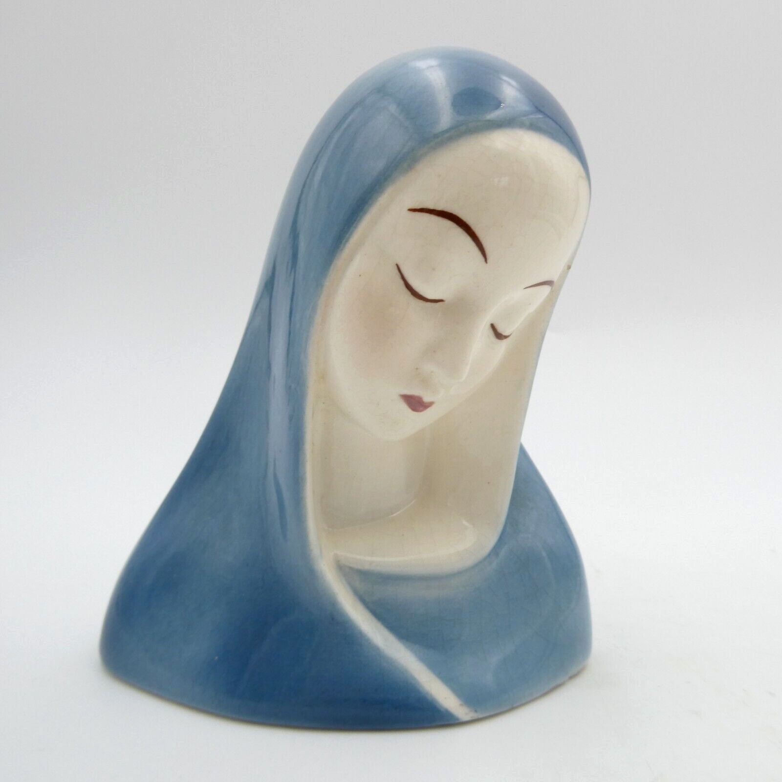 Goldscheider Blue Madonna Mary Bust Figurine 4.5 inch Porcelain VTG Signed USA