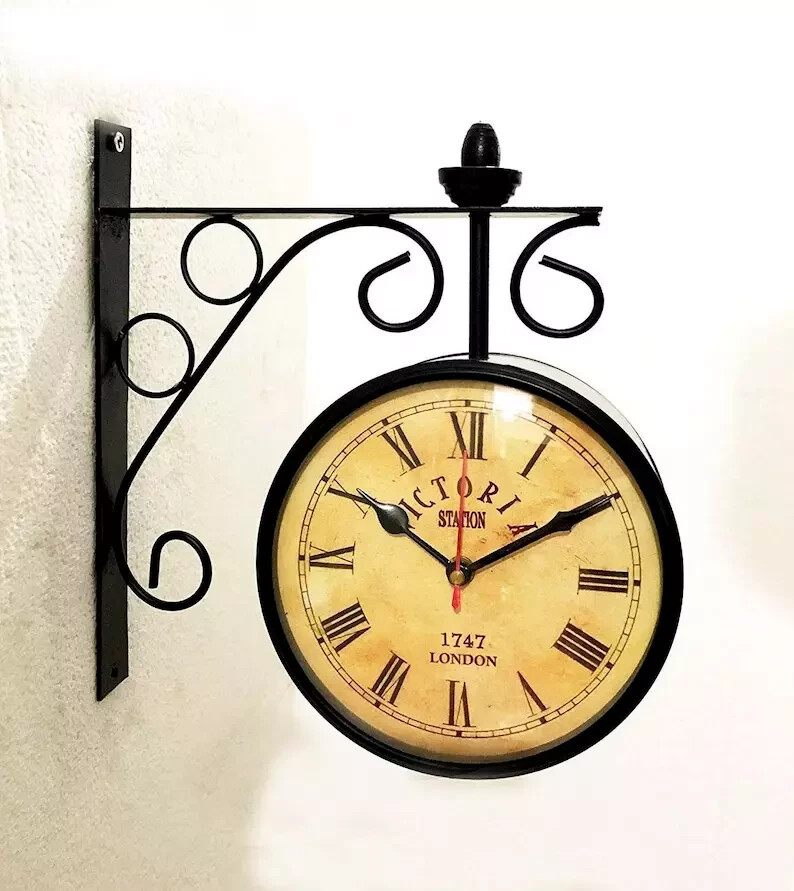 Antique Victoria Station Double Sided Railway Clock Wall Clock Home Decorative Antique Victoria Station Double Sided Railway Clock Wall Clock Home Decorative