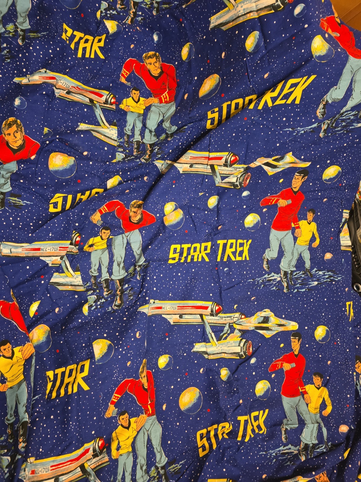 VTG STAR TREK Fabric NCC-1701 Kirk Spock McCoy Enterprise 1960s 70s