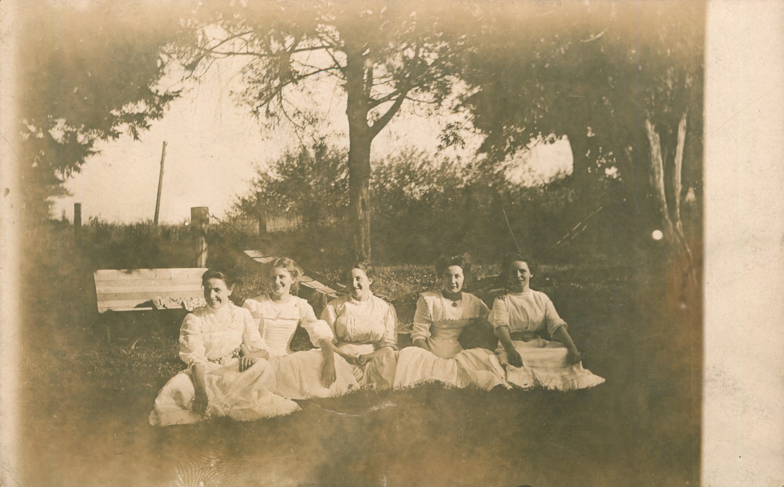 Old Vintage Real Photo Postcard RPPC QUINTET ALL WOMEN AZO ANTIQUE PHOTOGRAPH