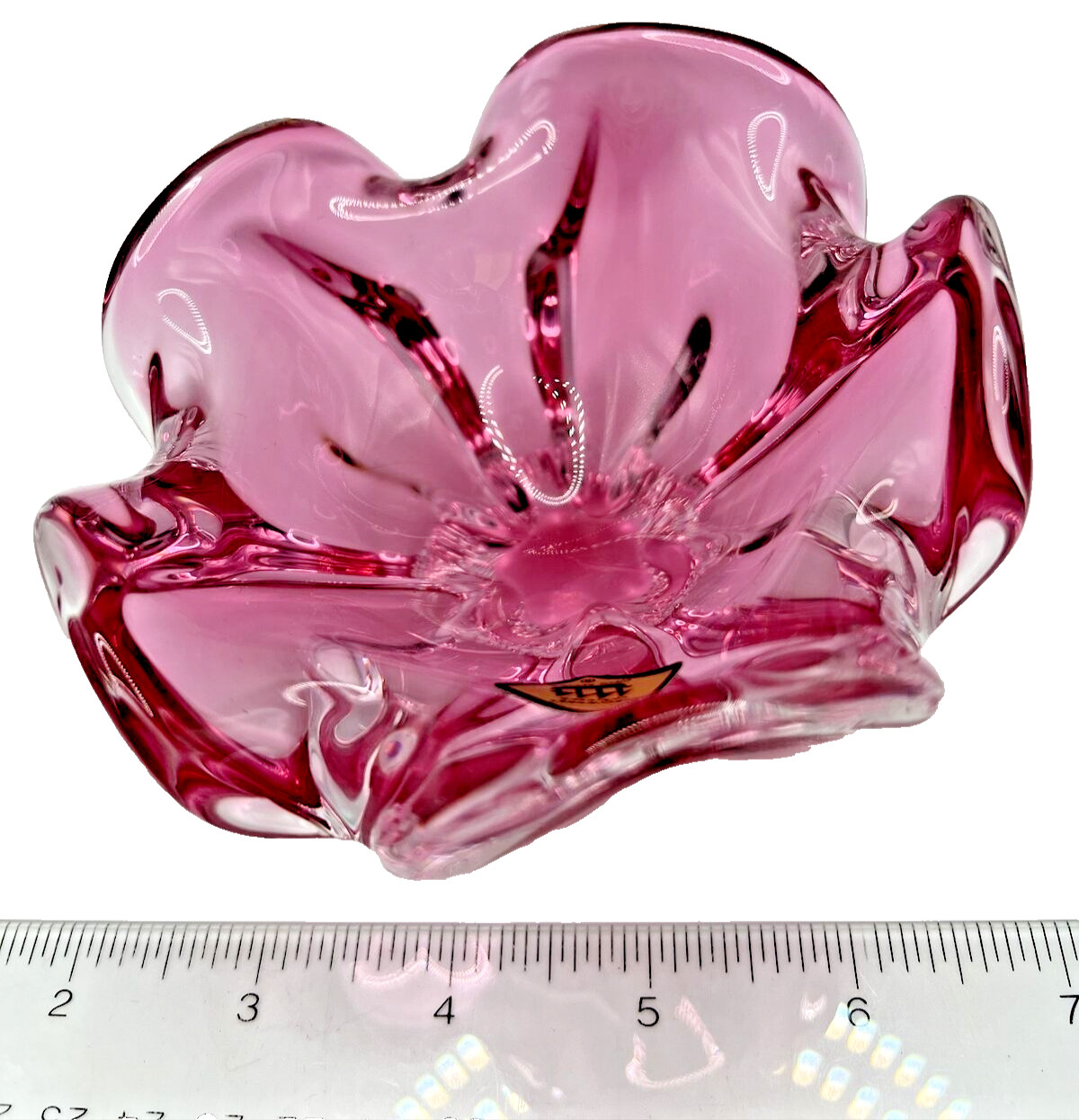 Chribska Blown Glassworks Josef Hospodka Vintage Bohemian Cranberry Vase 1960’s