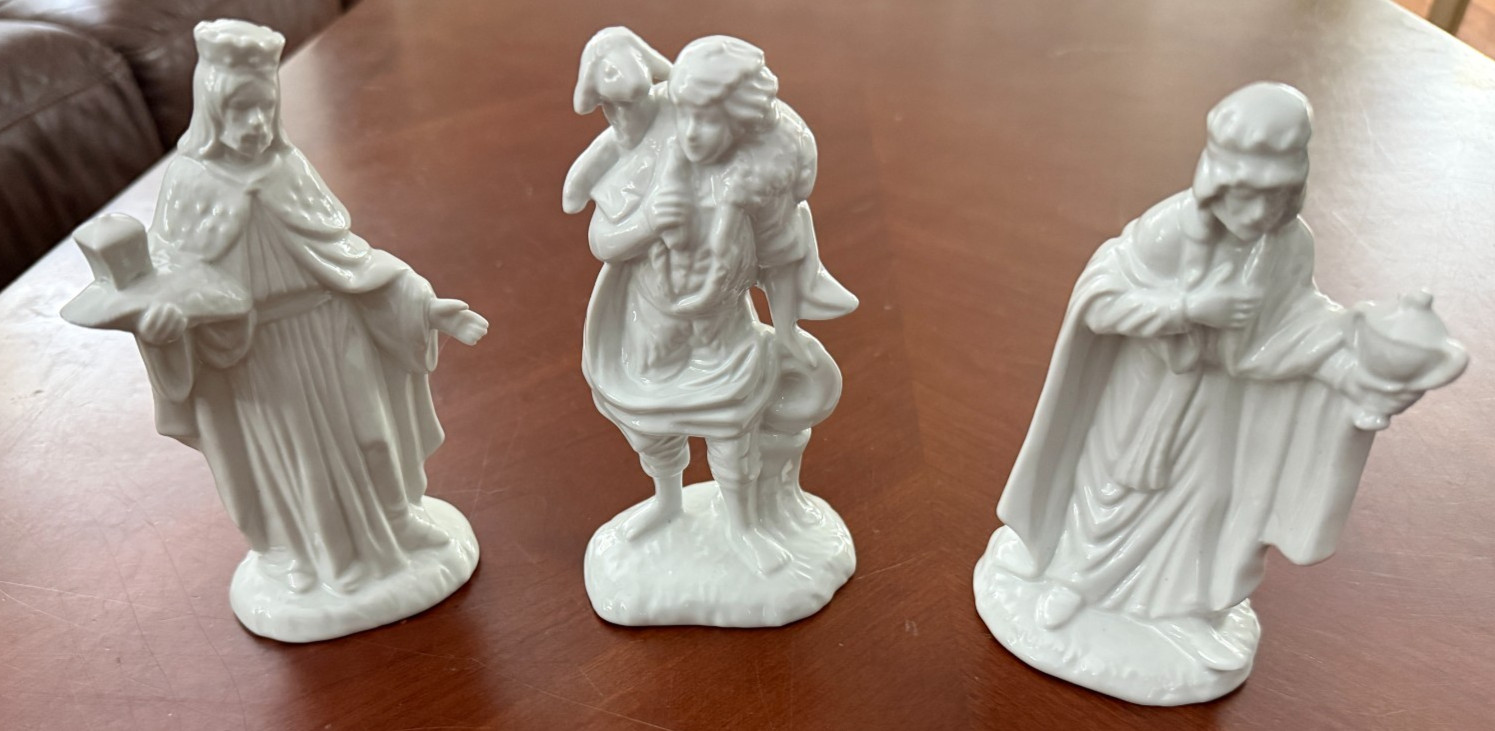 Vintage 1989 Midwest Importers Nativity Figurines Lot of 3 White Porcelain 6