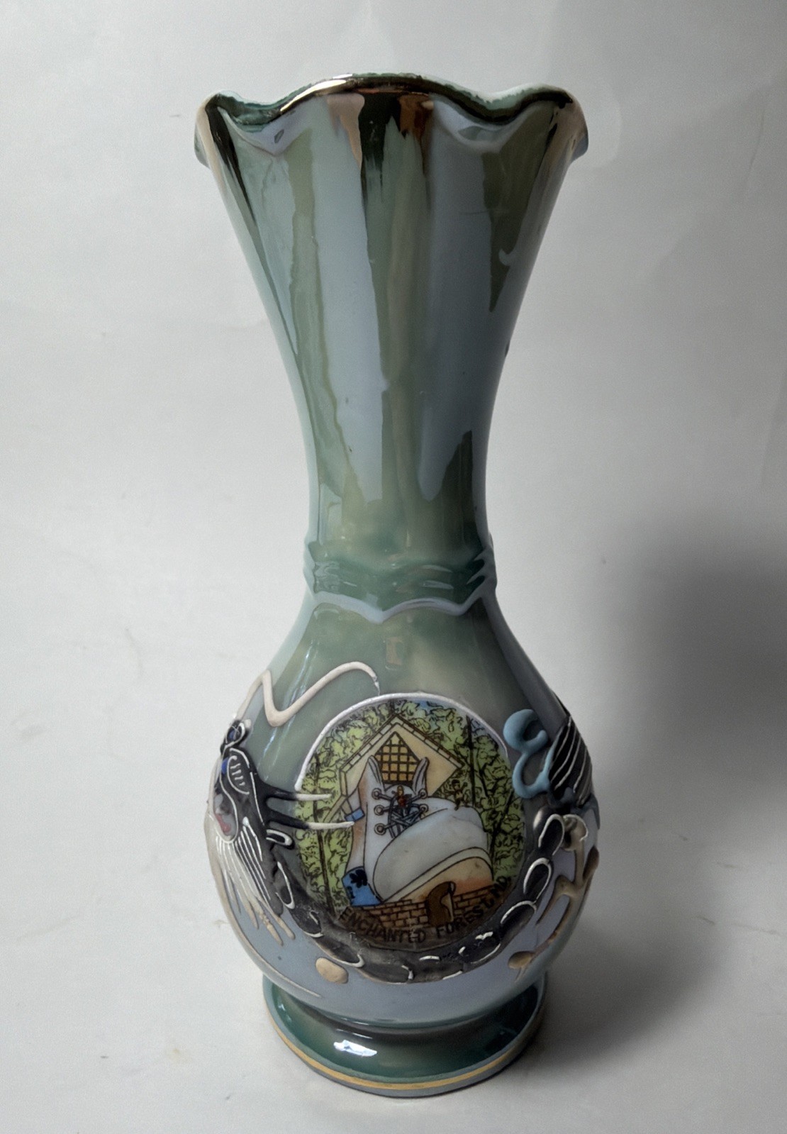 Vintage ENCHANTED FOREST Maryland 6” Ceramic SOUVENIR VASE Ellicott City