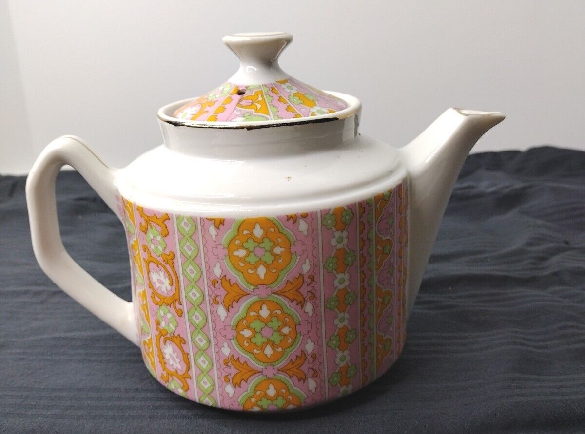 1920'S-1940's MCM, Vintage TEA POT~Porcelain~geometric Design, ARTISAN, 7 T-3240