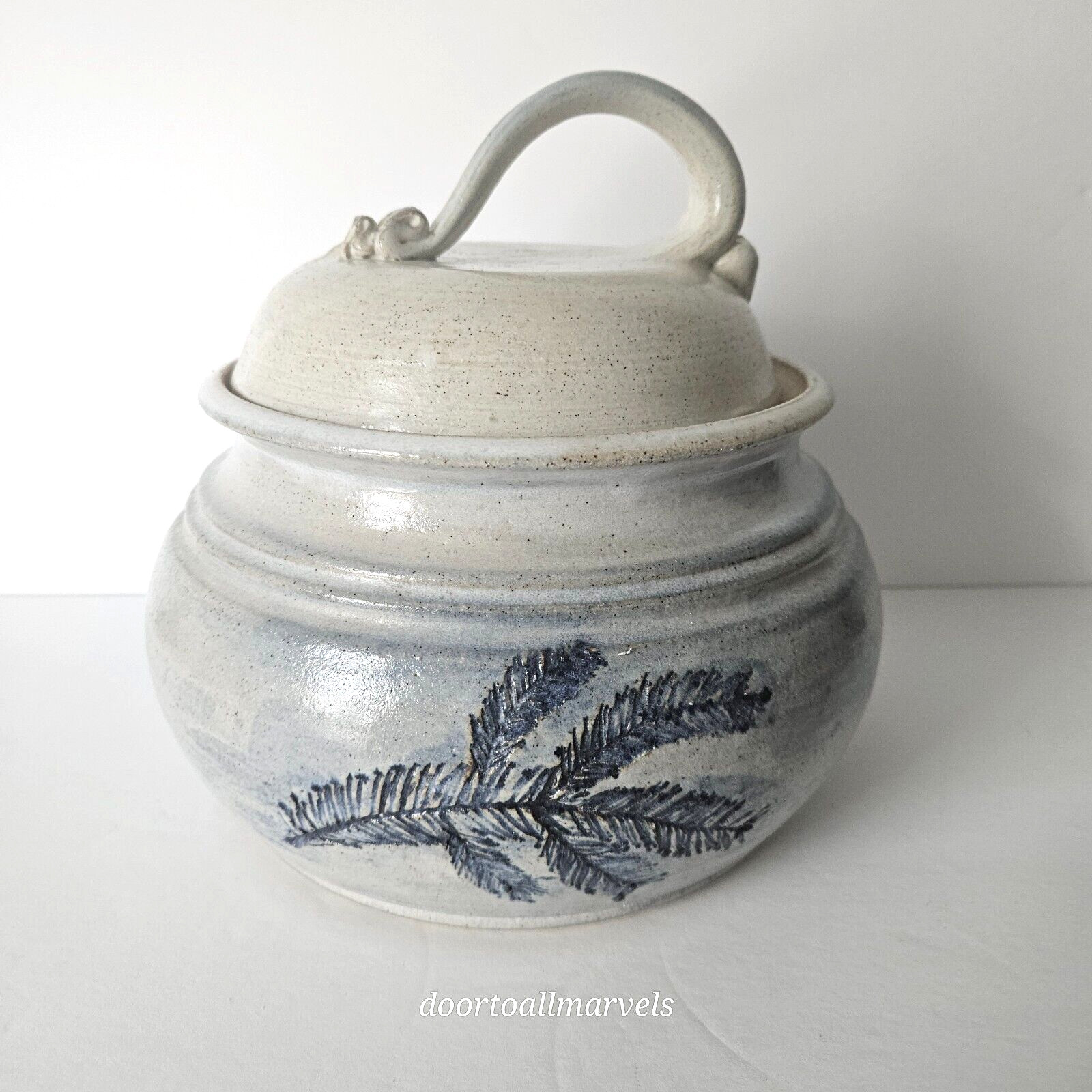 VTG Minocqua Wisconsin Covered Bowl Pot Salt Glaze Stoneware Signed DUDA 1986