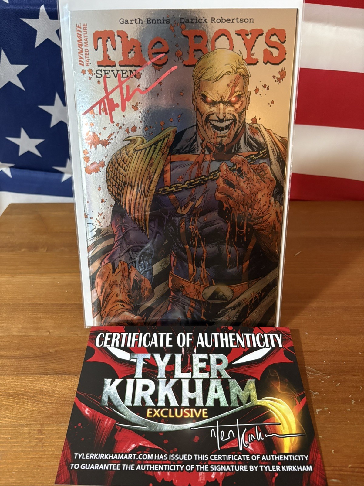 The Boys #7 🪩CHROME FOIL🪩 SIGNED by Tyler KIRKHAM COA, NM, Hard To Find The Boys #7 🪩CHROME FOIL🪩 SIGNED by Tyler KIRKHAM COA, NM, Hard To Find