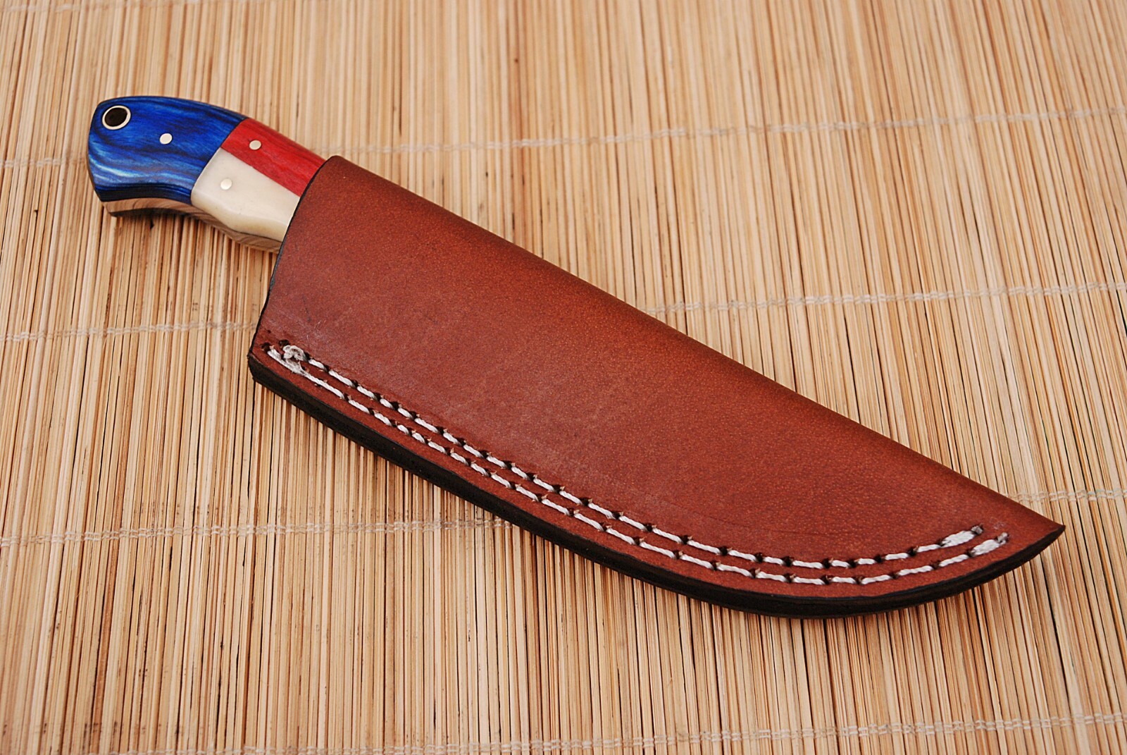CUSTOM HAND MADE PURE LEATHER SHEATH FOR FIXED BLADE KNIFE AH