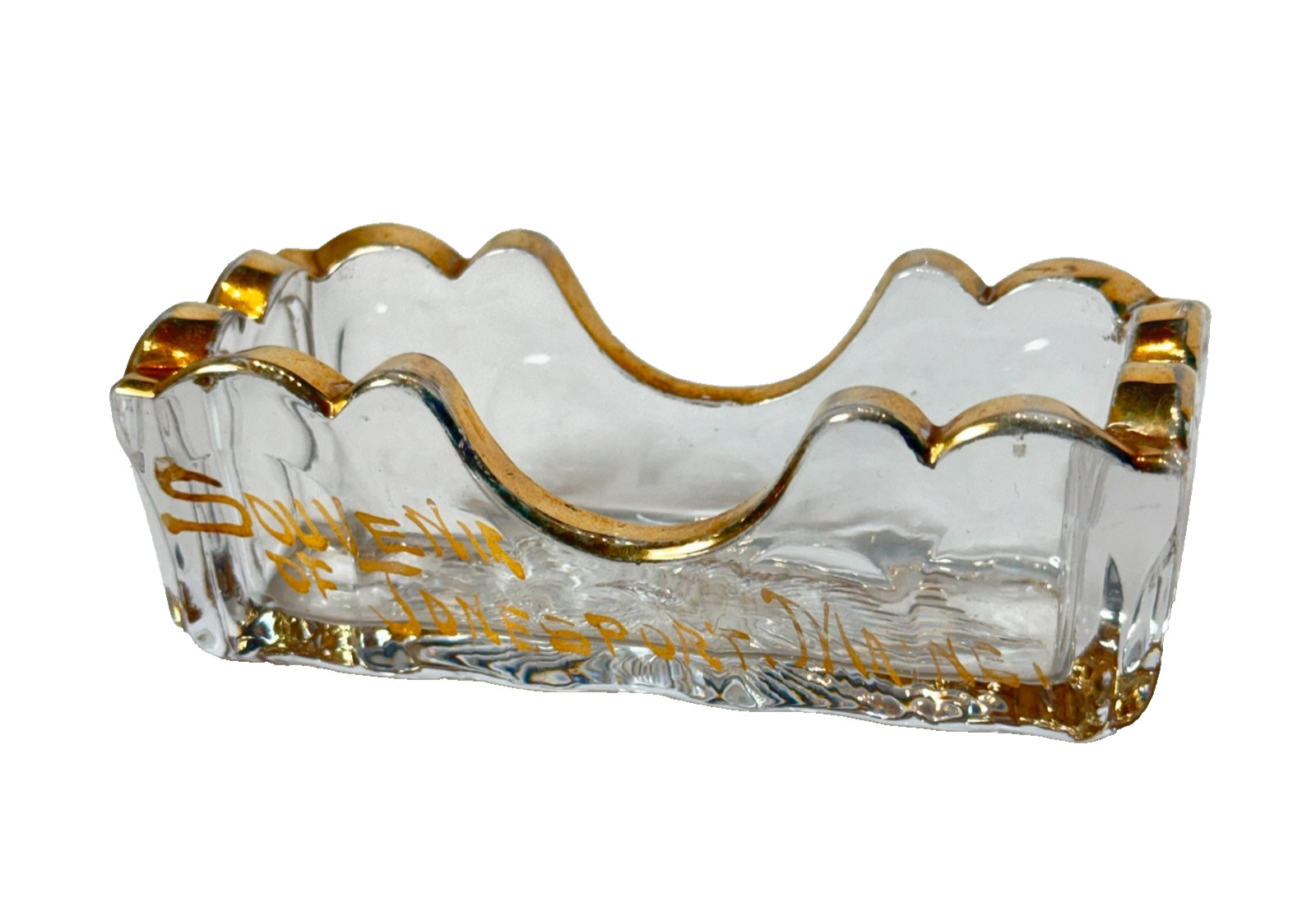 JONESPORT ME MAINE  ANTIQUE Souvenir DEPRESSION GOLD GLASS TRINKET 