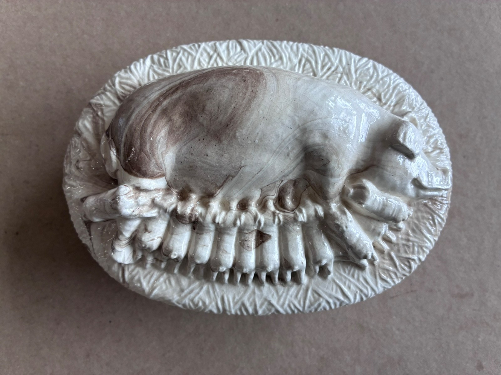 Vintage 1983 Sittre Ceramic Pig Covered Dish Trinket Box Farmhouse Decor