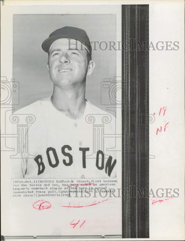 1963 Press Photo Boston Red Sox Baseball Player Dick Stuart - lrw05611