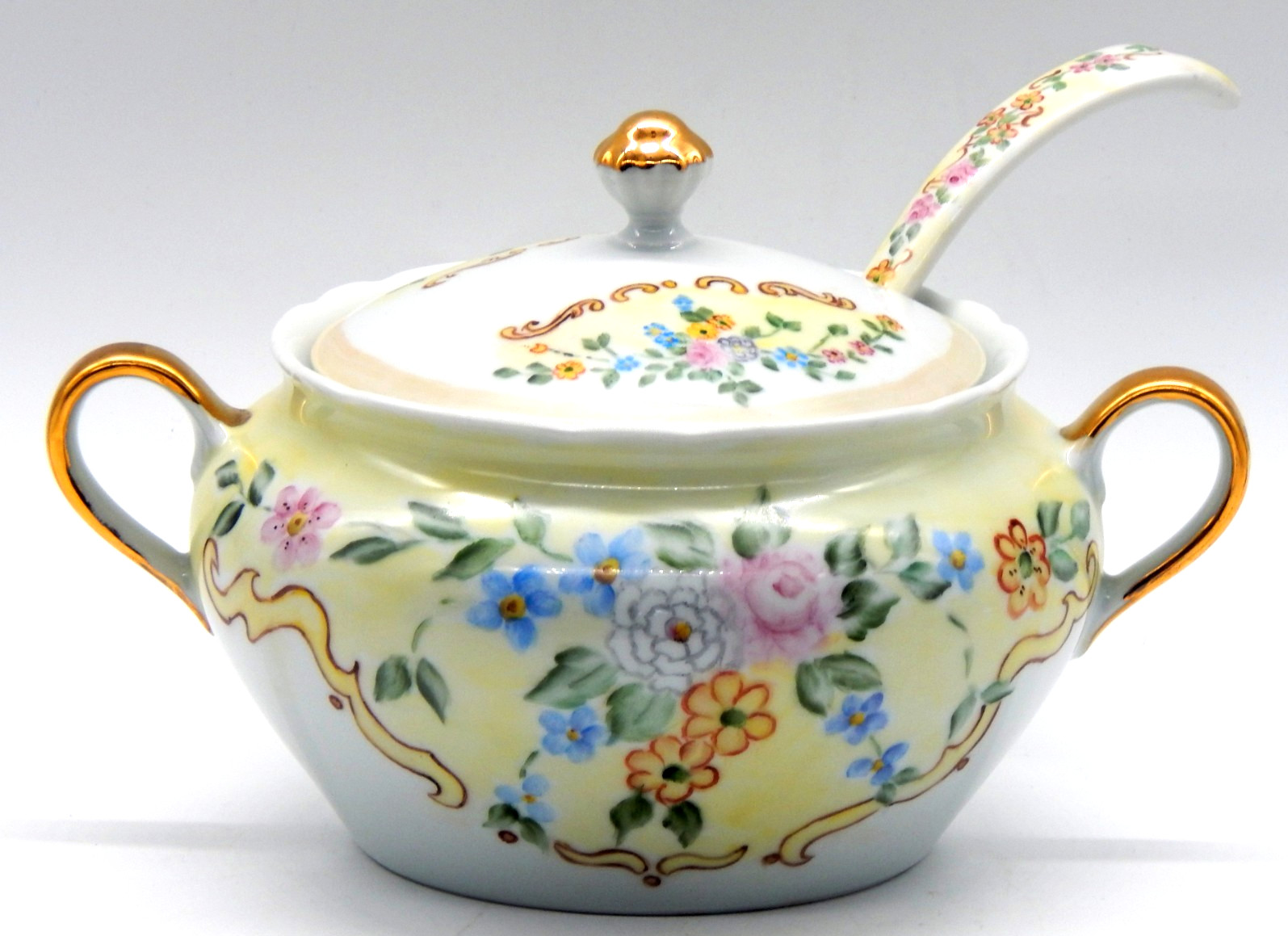 Vintage 3 Piece Bareuther Waldsassen Germany Ceramic Soup Tureen W/Lid Ladle