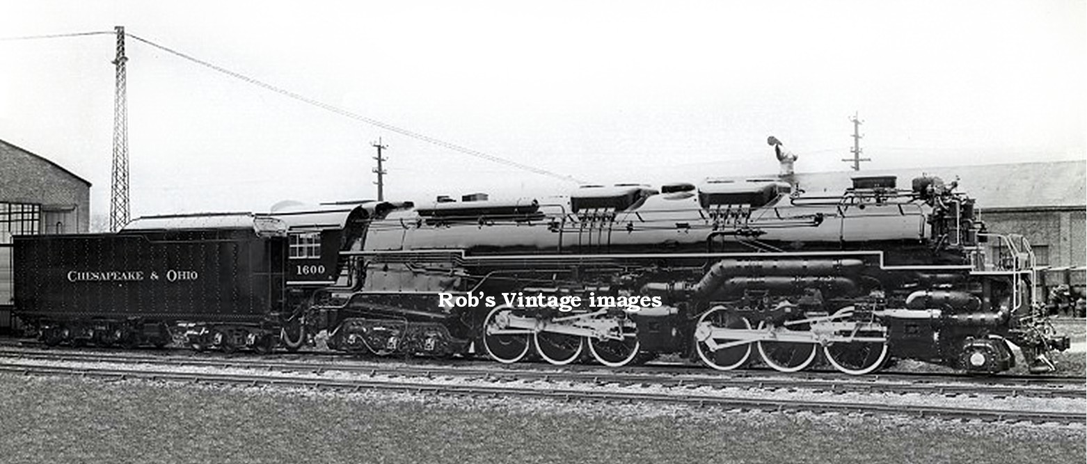 Train Photo C&O Chesapeake & Ohio Big Steam Locomotive 1600 Railroad 2-6-6-6