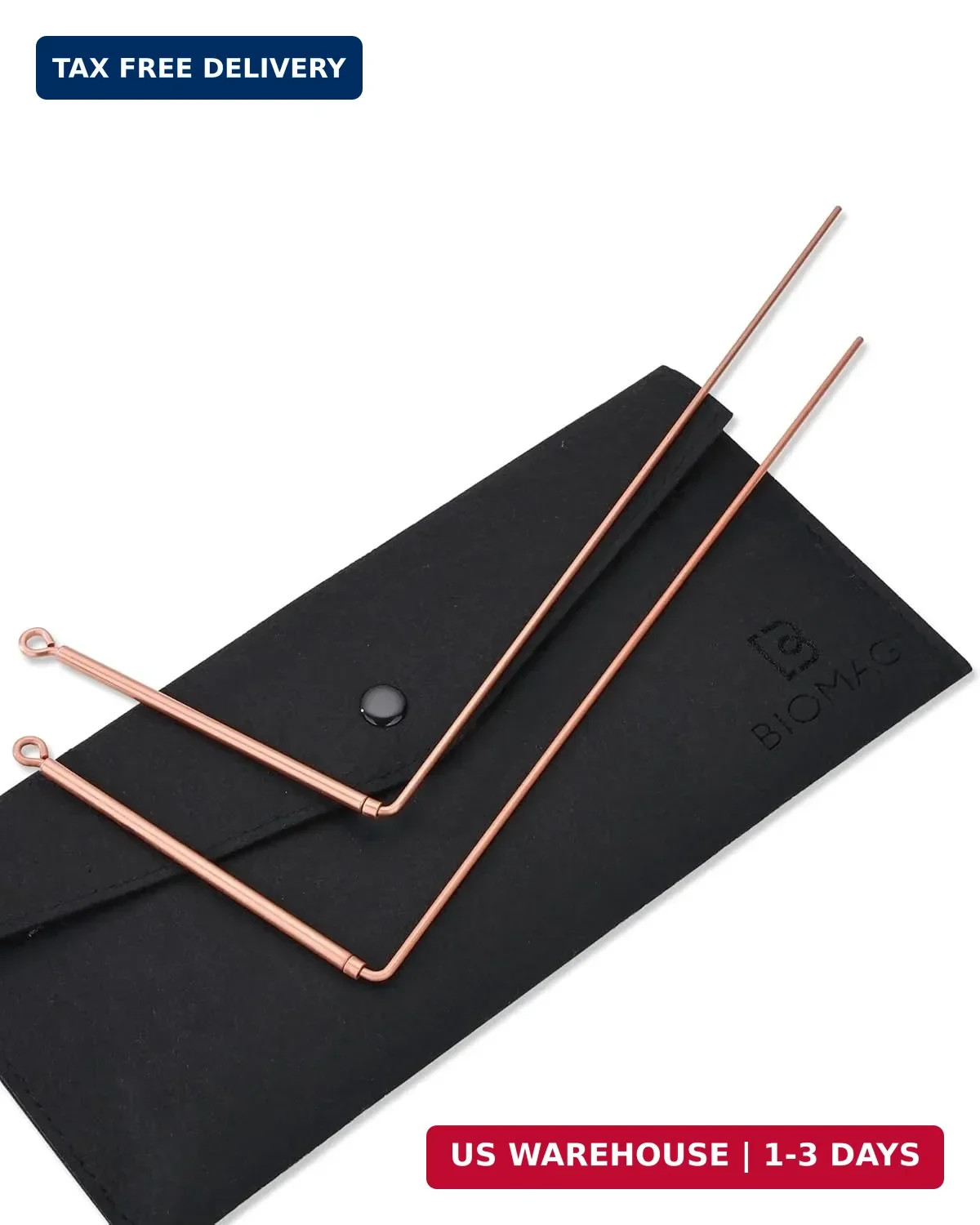 Biomag 99.9% Copper Dowsing Rods, 2Pcs Divining Rods with Gift Bag Rose Gold Biomag 99.9% Copper Dowsing Rods, 2Pcs Divining Rods with Gift Bag Rose Gold
