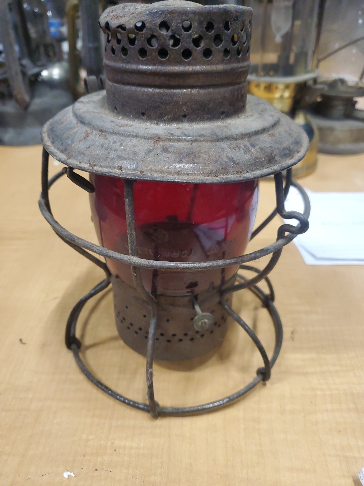 Adams & Westlake 1908-1909 Red Globe Railroad Railway Lantern C.&N.W.R. COMPLETE