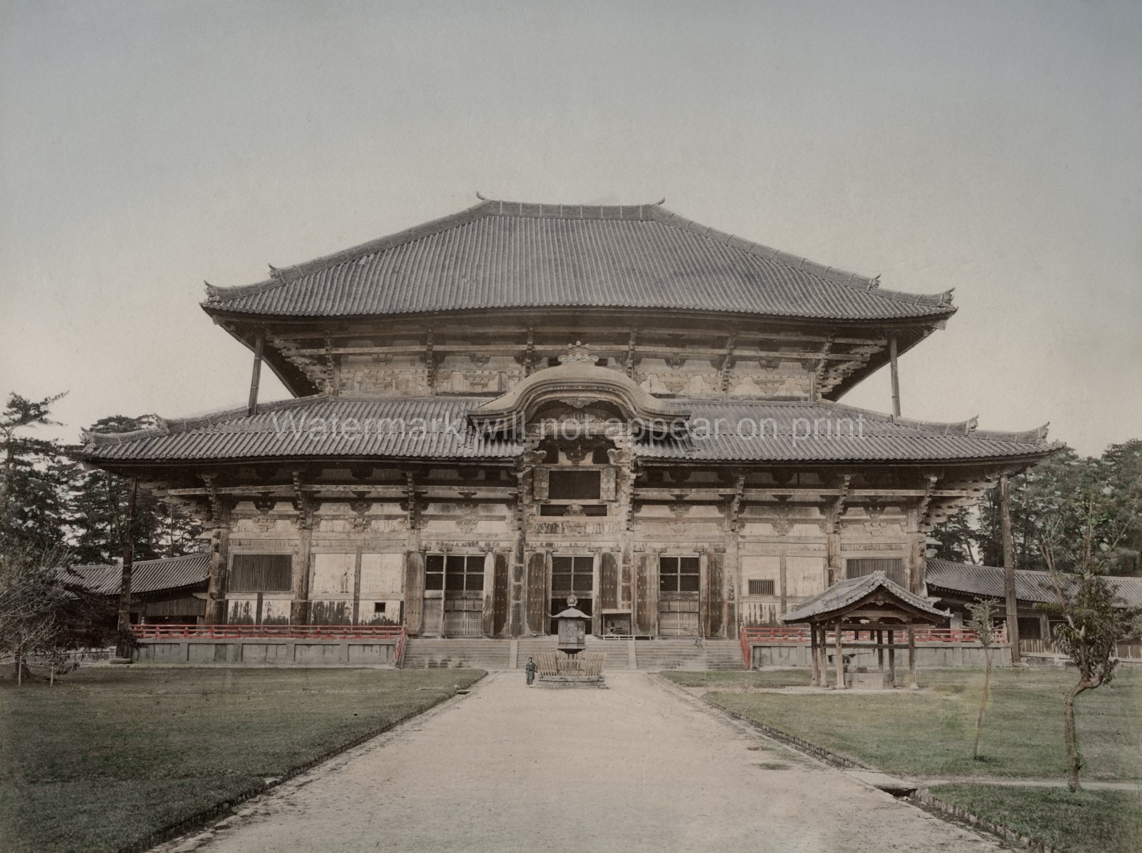 Nara Japan Daibutsu Temple Great Buddha Hall Buddhist Vtg. Photo 19thC.