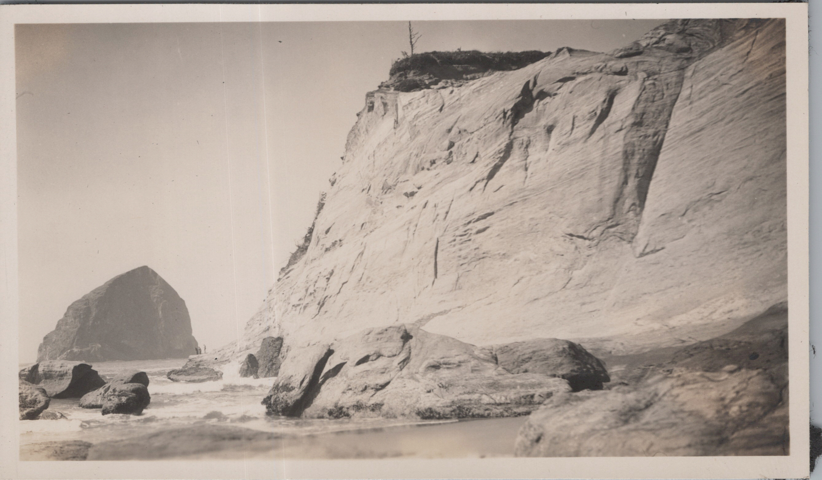 Antique PNW 1936 Pacific City Oregon The Cove Rock Formation Original Photo