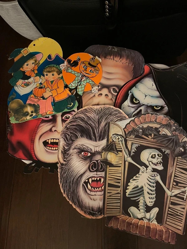 Vintage Beistle Halloween Die Cuts Lot 7 Frankenstein Dracula Skeleton